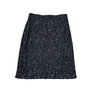 Cremieux Black Sequined Elastic Waist Skirt NWT Size M
